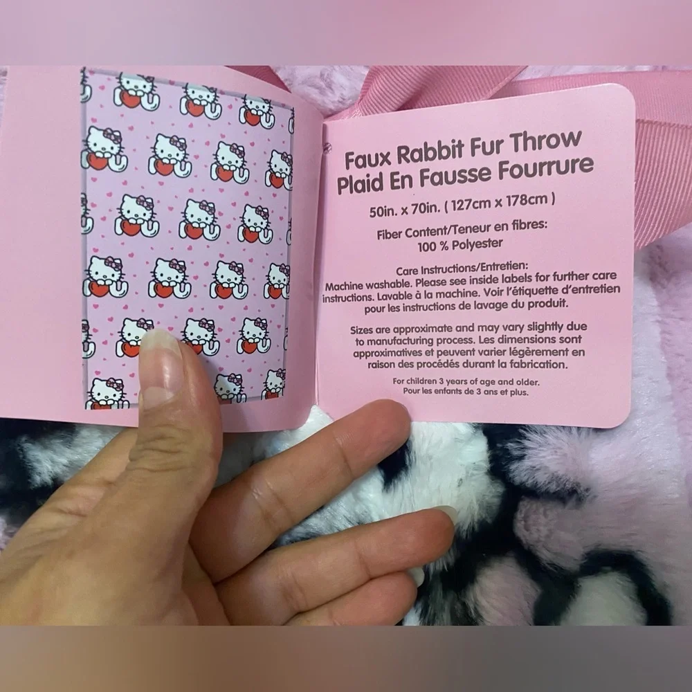 Hello Kitty Faux Rabbit Fur Valentines Day Throw Blanket